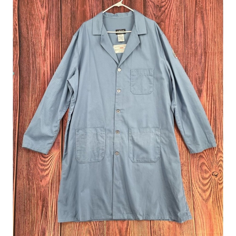 Bulwark FR Cat 1 2122 Lab Coat Men's Size XL Blue 3 Pockets Pass Through